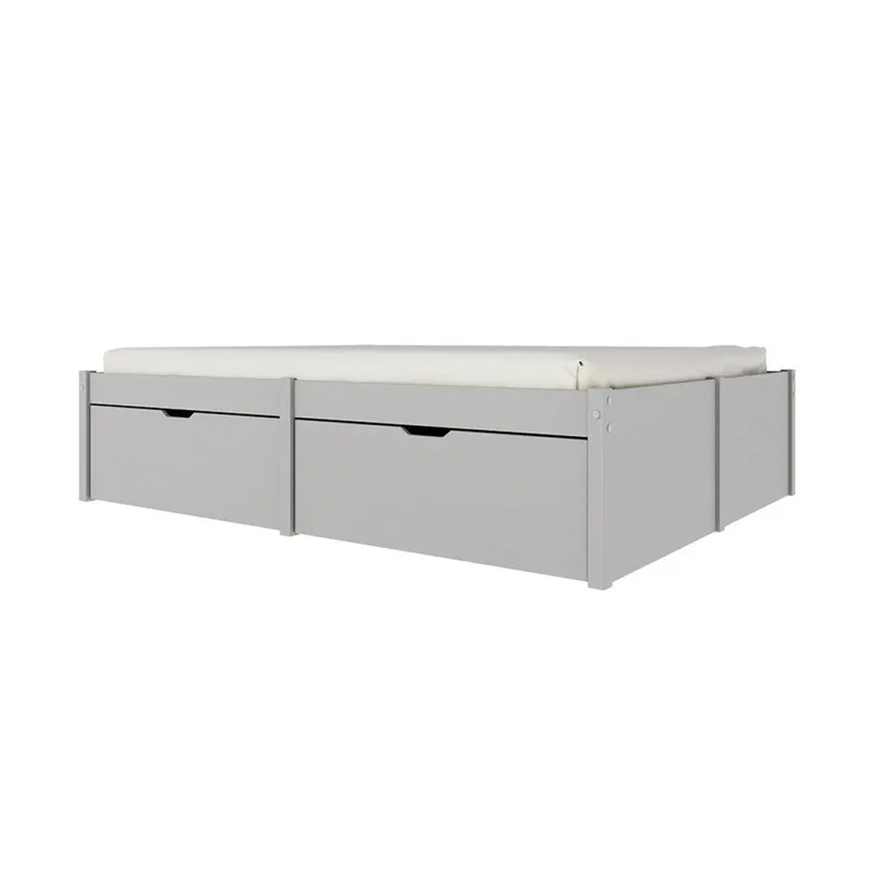 Cama Madera Maciza Con Cajones - 2 plazas - Linea Beauty - Gris en Gris - Dormitorio, Uruguay | Rústico Hogar