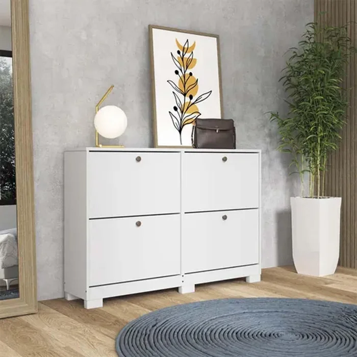 Comoda Zapatera Dormitorio 4 Puertas Con Patas en Blanco - Cómodas, Uruguay | Lais Muebles, vista 2