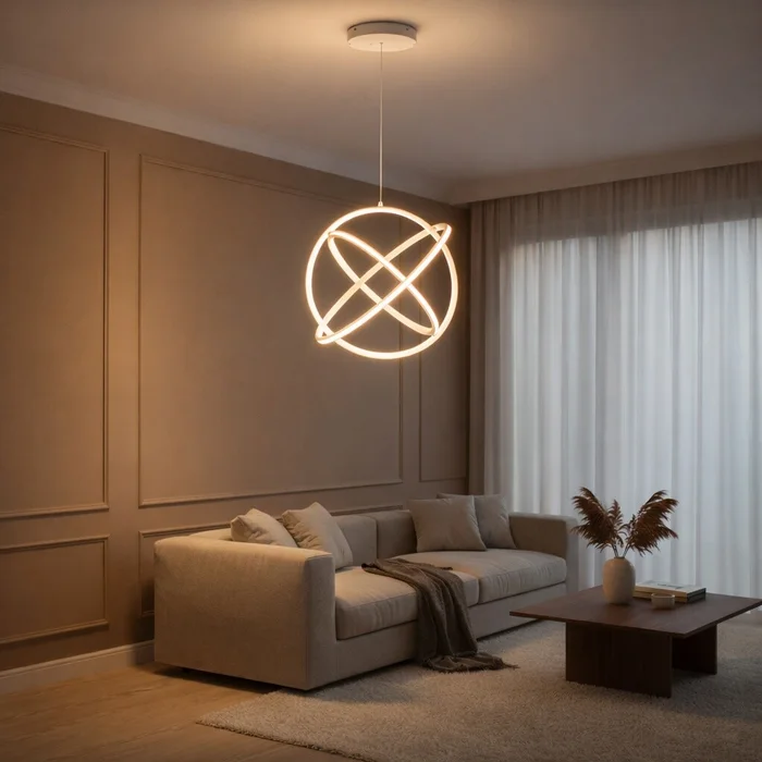 Colgante Led Diseño Átomo tres aros 80W Dimerizable en Blanco - Lámparas colgantes, Uruguay | Iluminica