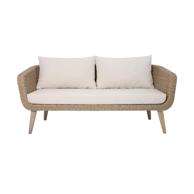 Set De Living Rattan-sintetico-y-acero Natural-beige Toulouse (1+2+1) en Madera natural - Muebles para el exterior, Uruguay | Divino, vista 3