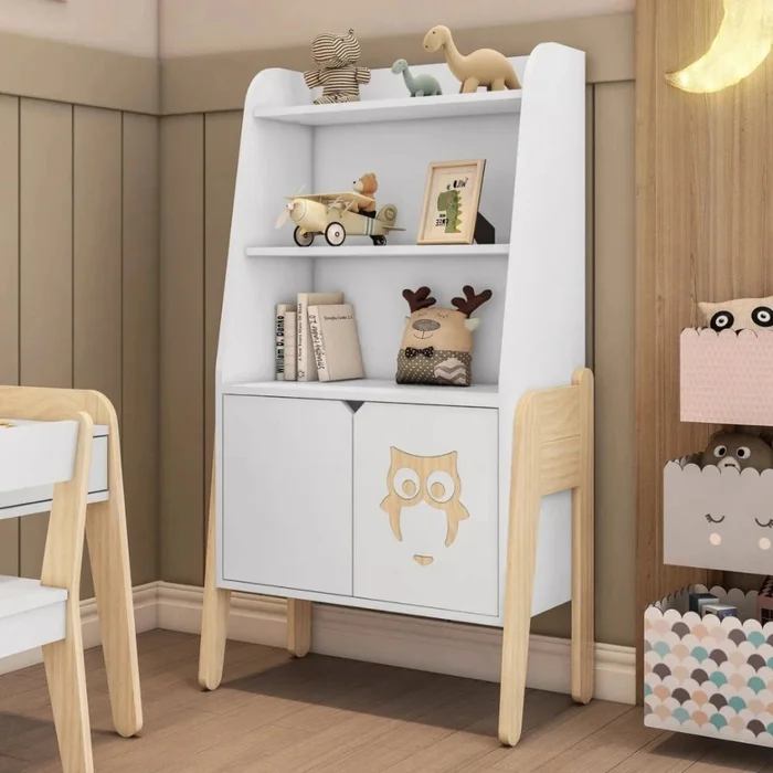 Estantería Biblioteca 2 Puertas 2 Estantes Infantil - Blanco en Blanco - Bibliotecas, Uruguay | Ecowood