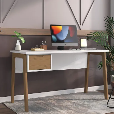Escritorio Linea Veneza - Blanco/Miel en Multicolor - Escritorios y sillas de escritorio, Uruguay | La Cueva Muebles