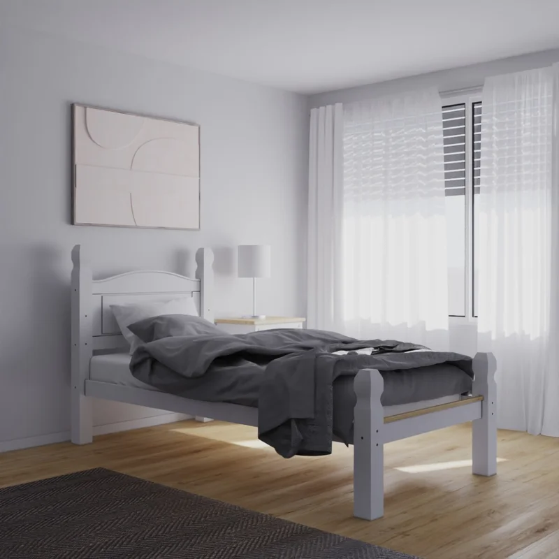 Cama 1 Plaza Madera Maciza Linea Mexicana - Dormitorio, Uruguay | Rústico Hogar, vista 3