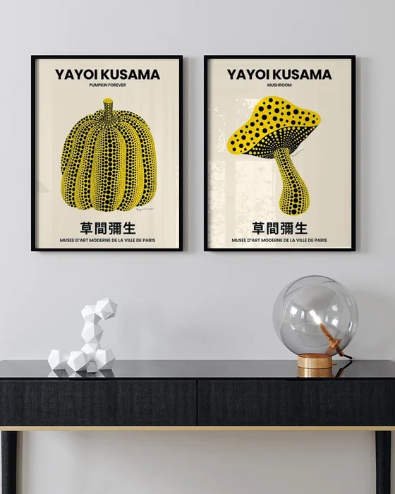 Yayoi kusama - Pumpkin & Mushroom en Amarillo - Láminas, Uruguay | La Cuadrería