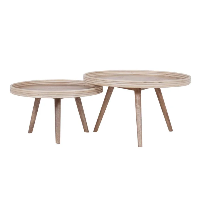 Set Mesas Ratonas Madera Natural-beige Mango Natural en Madera natural - Mesas de living, Uruguay | Divino, vista 2