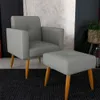 Poltrona Alta Patas De Madera Con Puff Tapizado en Gris - Sillones y sofás, Uruguay | Soy Hogar, vista 6 de 8