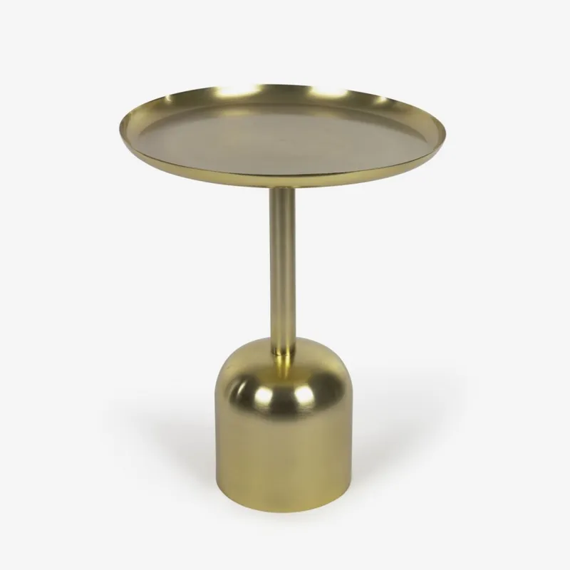 Mesa auxiliar redonda Adaluz de metal dorado Ø 37 cm en Amarillo - Mesas de arrimo, Uruguay | Kavehome