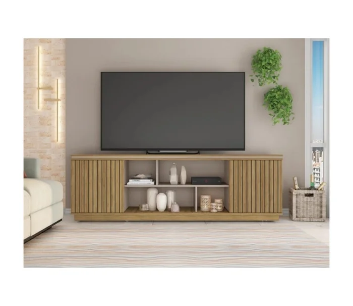 Rack Simetria 1.80 en Madera natural - Muebles para TV, Uruguay | Albanés