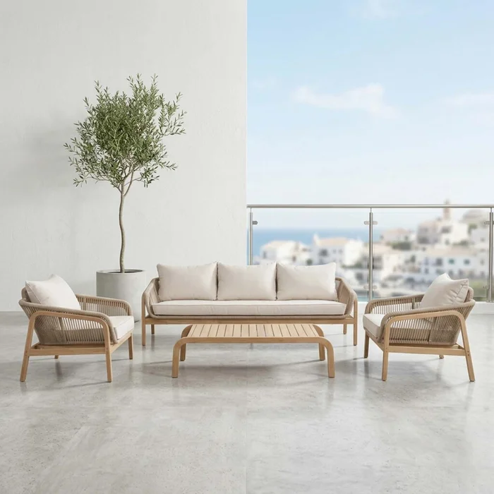 Set De Living Madera-acacia Natural-beige Cameo en Madera natural - Muebles para el exterior, Uruguay | Divino