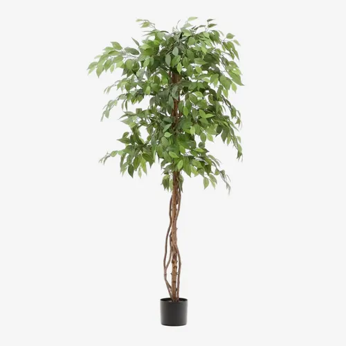 Árbol artificial Ficus con maceta negra 180 cm en Madera natural - Macetas, Uruguay | Kavehome
