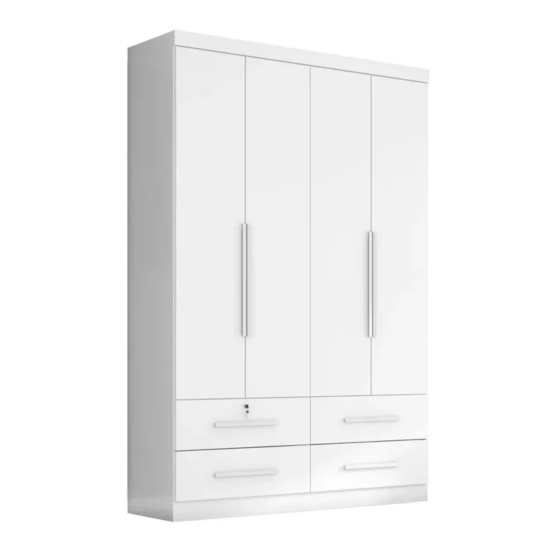 Ropero Max Plus 4 Puertas 4 Cajones - Línea Glam - Blanco en Blanco - Roperos y placares, Uruguay | Ecowood
