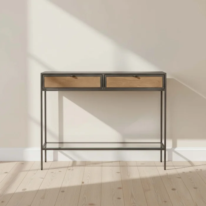 Consola Madera-y-metal Marron Vitro Avellana en Marrón - Mesas de living, Uruguay | Divino