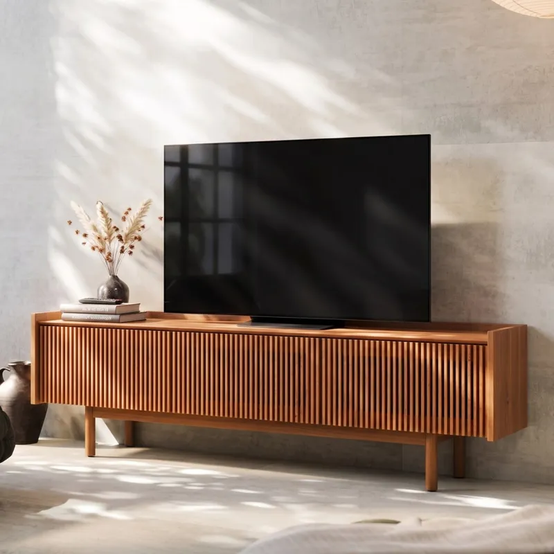 Rack de TV Dune Ripiado 1.8 - Linea Manhattan - Off White en Madera natural - Muebles para TV, Uruguay | Rústico Hogar
