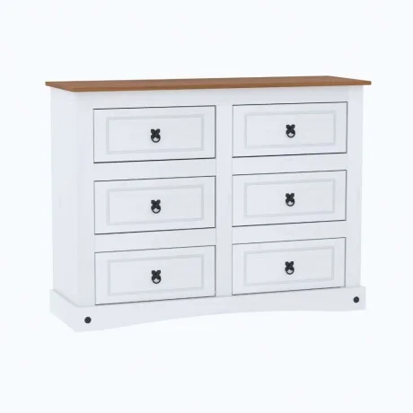Cómoda 6 Cajones Línea Naturale - Blanco/Roble en Multicolor - Cómodas, Uruguay | La Cueva Muebles, vista 9