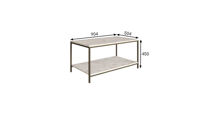 Mesa de Centro Ratona Rectangular Tapa Doble (Mármol y Hierro Dorado) en Blanco - Mesas de living, Uruguay | Berna Home, vista 5