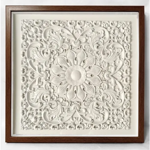CUADRO CANVAS 50x50cm FLOR RELIEVE BLANCO en Blanco - Decoración de pared, Uruguay | Decohogar