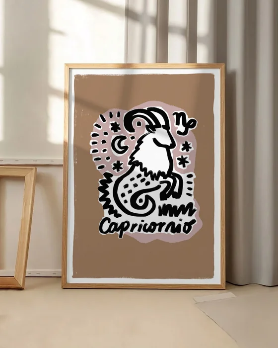 Capricornio - Cuadro Signo del Zodíaco en Marrón - Láminas, Uruguay | Kiosko de Mar, vista 2