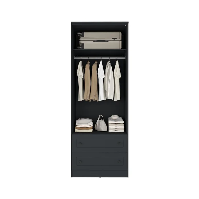 Ropero Americano PLUS 2 puertas + 2 Cajones - 100%MDF - Grafito en Gris - Roperos y placares, Uruguay | Rústico Hogar, vista 3