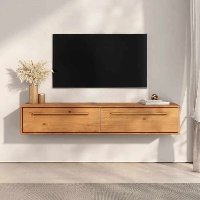 Rack TV 145cm Suspendido/Flotante Trega - Madera Maciza en Madera natural - Muebles para TV, Uruguay | Balton, vista 2