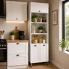 Panelero Cocina 3 Puertas Varios Estantes Tiradores Metalicos en Blanco - Mesas de luz, Uruguay | Soy Hogar, vista 6 de 8