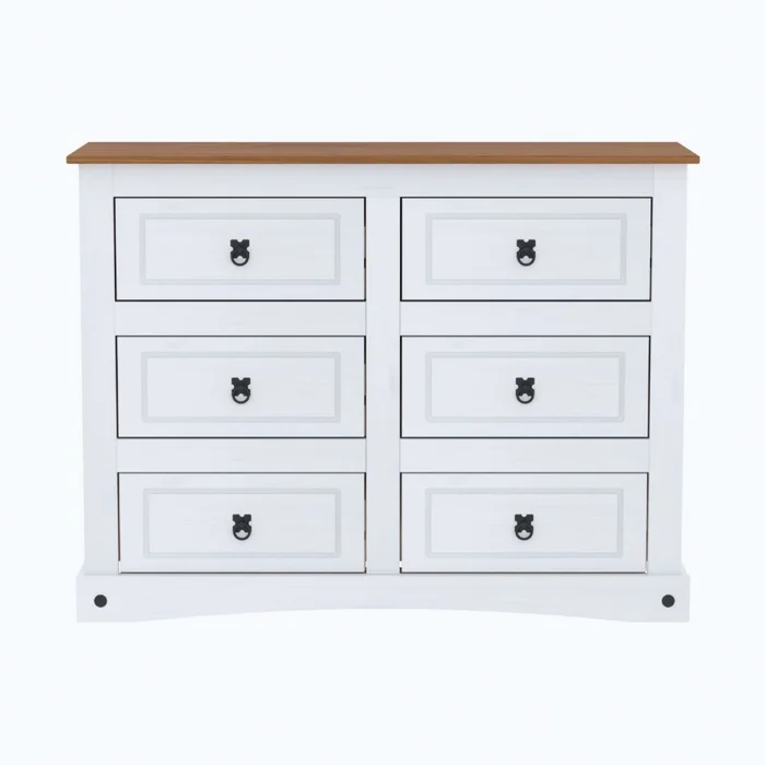 Cómoda 6 Cajones Línea Naturale - Blanco/Roble en Multicolor - Cómodas, Uruguay | La Cueva Muebles, vista 4