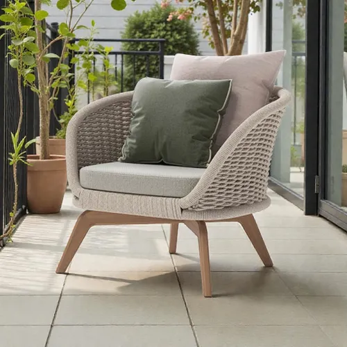 Sofá 1 cuerpo Ludo de exterior Interior  Beige en Beige - Butacas, banquetas y puffs, Uruguay | Decotech
