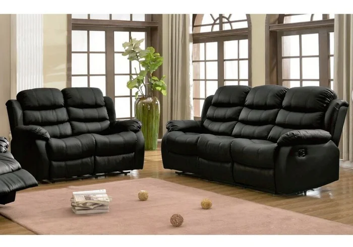 Juego De Living Reclinable 3+2 En Pu Comedor Negro Beverly en NegroMaterial - Muebles, Uruguay | Soy Hogar, vista 6
