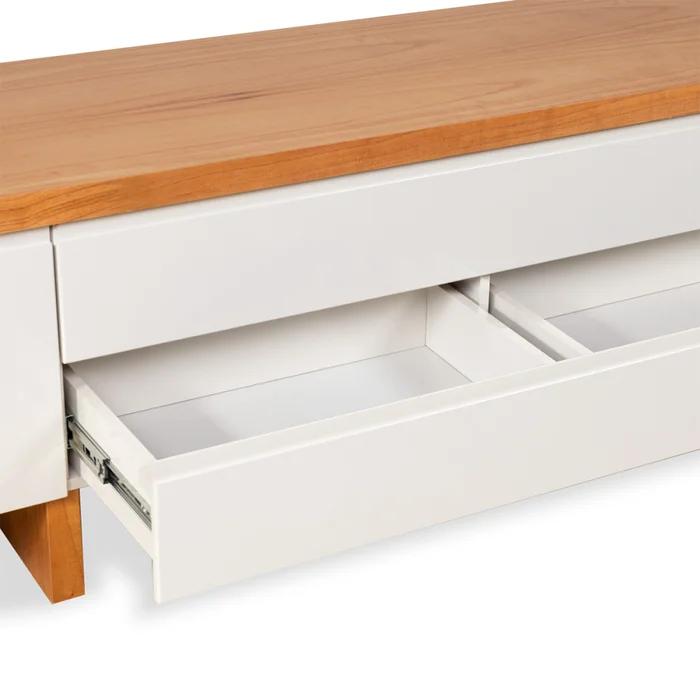 Rack Sud - Off White y Natural en Blanco - Muebles para TV, Uruguay | NYR, vista 3