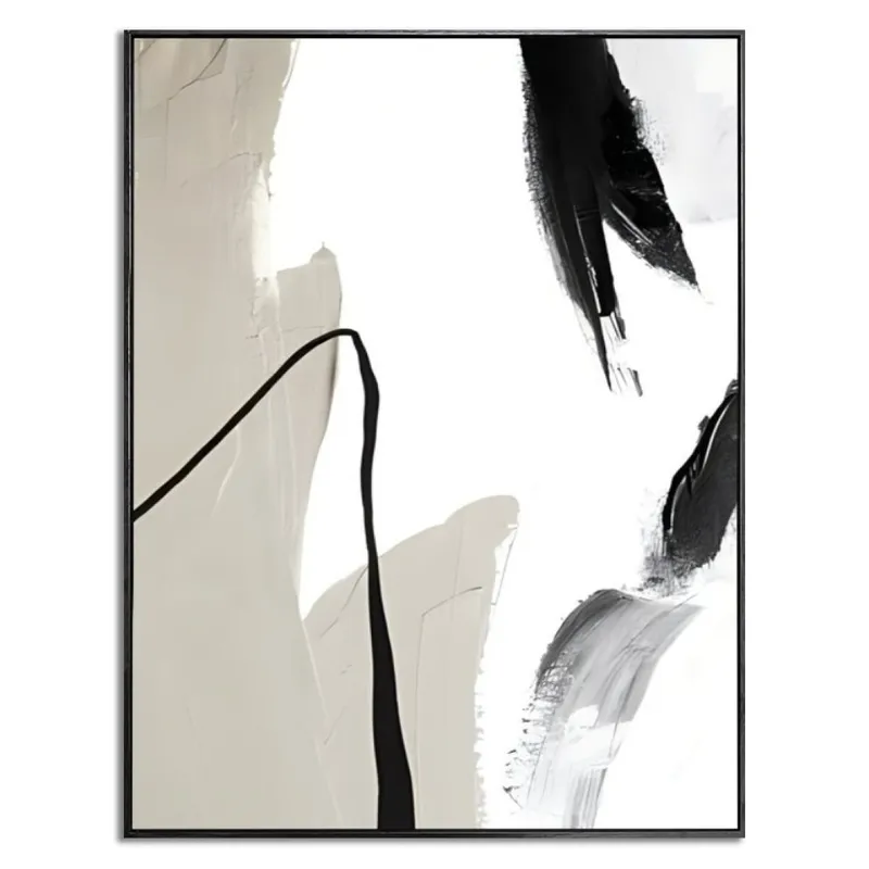 CUADRO CANVAS 30x40 MARCO ABSTRACTO BEIGE NEGRO 2 en Beige - Decoración de pared, Uruguay | Decohogar