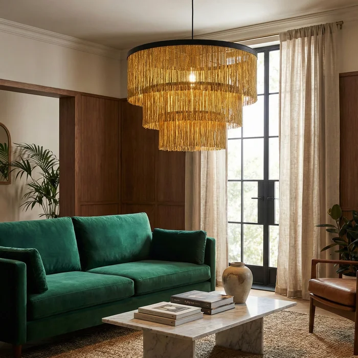 Colgante Nativo Cascade Fringe en Dorado - Lámparas colgantes, Uruguay | La Perla, vista 4