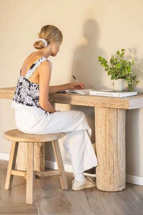 MESA AUXILIAR / BANCO OLMO - 50 CMS en Madera natural - Mesas de living, Uruguay | La Iberica, vista 9