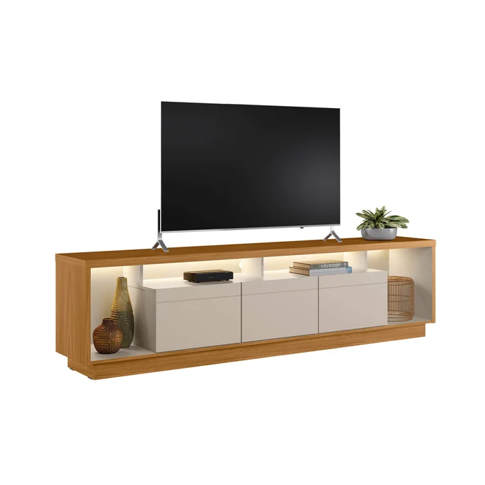 Rack tv Sala Cronos 220cm con tira Led MDF/MDP en Madera natural - Muebles para TV, Uruguay | Balton, vista 11