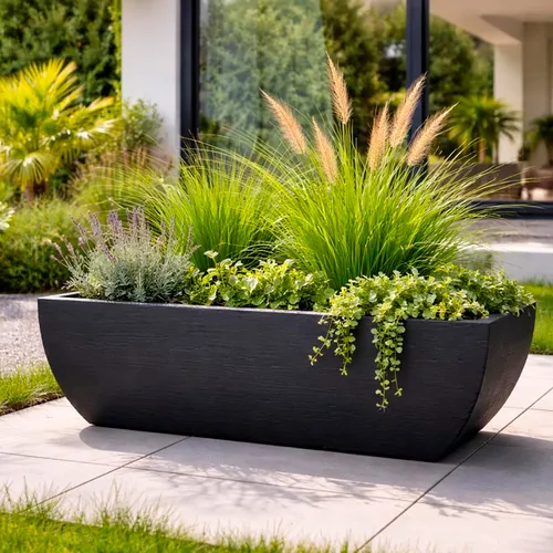 Maceta Jardinera en Negro - Macetas, Uruguay | Alta Gracia Deco