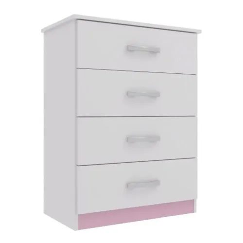 Comoda Cajoneras Dormitorio Infantil 4 Cajones rosada if04 - Cómodas, Uruguay | Lais Muebles
