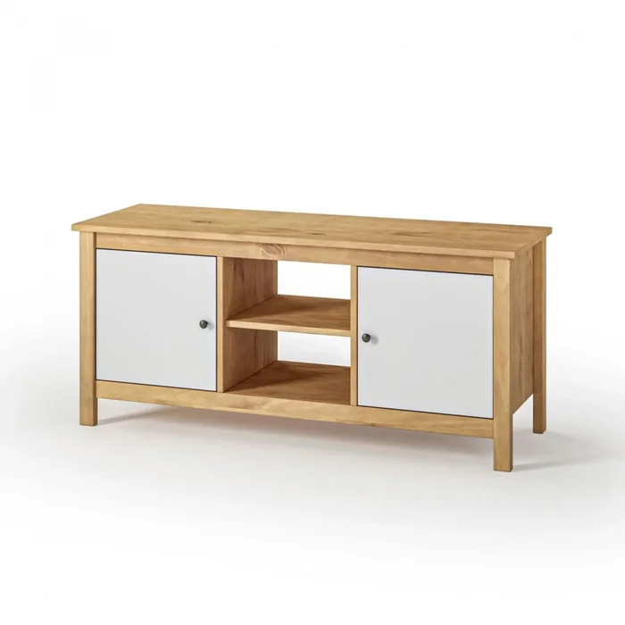 Rack para TV 2 Puertas - Mari - Blanco en Madera natural - Muebles para TV, Uruguay | Rústico Hogar, vista 2