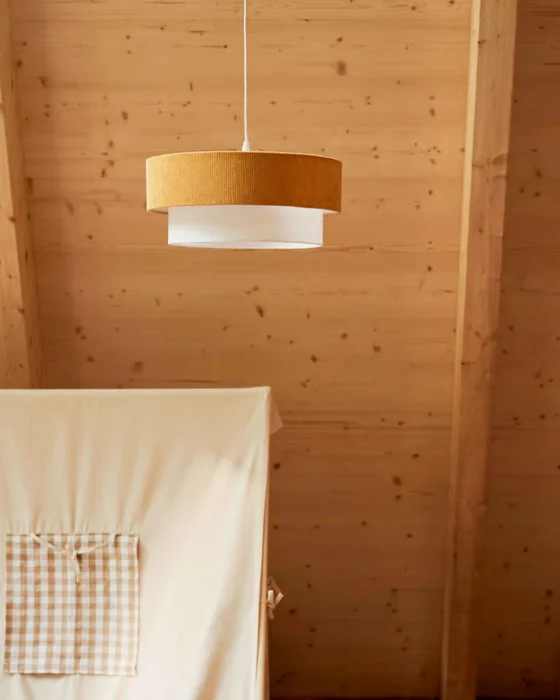 Lámpara de techo Bianella de algodón - y pana mostaza Ø 40 cm en Amarillo - Lámparas colgantes, Uruguay | Kavehome, vista 3