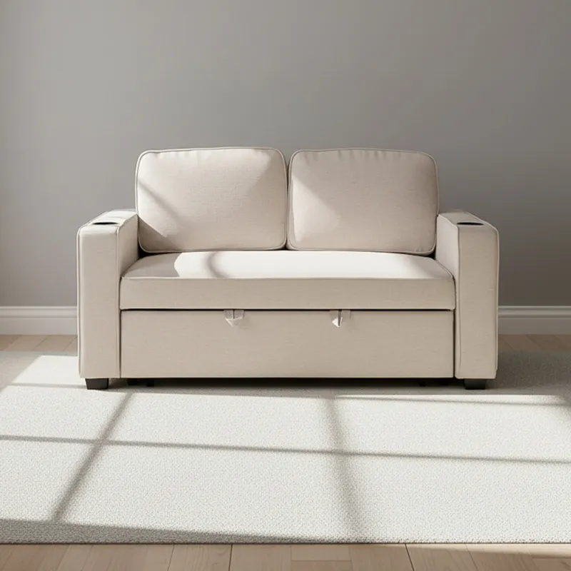 Sofá Cama 2 Cuerpos Tela Natural-beige Miley Beige en Beige - Sillones y sofás, Uruguay | Divino