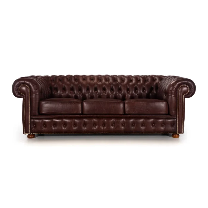 Sofá Chesterfield Novo - Cuero Premium - 3 cuerpos - Dark Wine - (Preventa) en Marrón - Sillones y sofás, Uruguay | NYR, vista 2