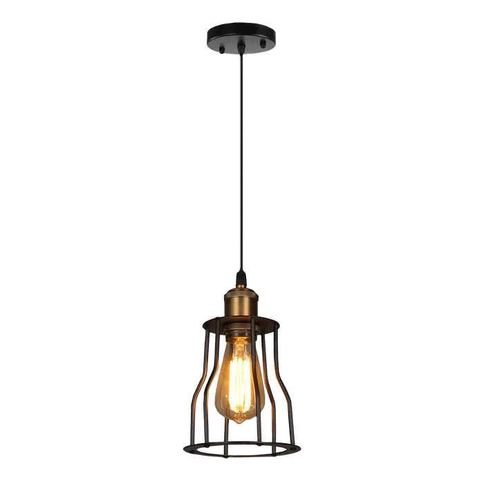 Lámpara Colgante Jaula con portalámpara empavonado - Estilo vintage en Negro - Lámparas colgantes, Uruguay | Bascu House