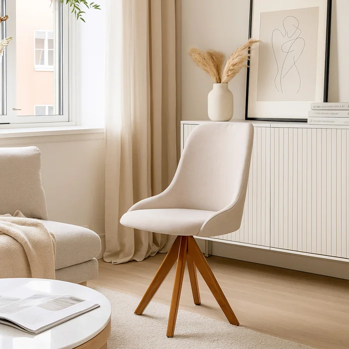 Silla Giratoria Valentina 143 - Tela Microfibra - 228 (Beige) en Beige - Butacas, banquetas y puffs, Uruguay | NYR, vista 3