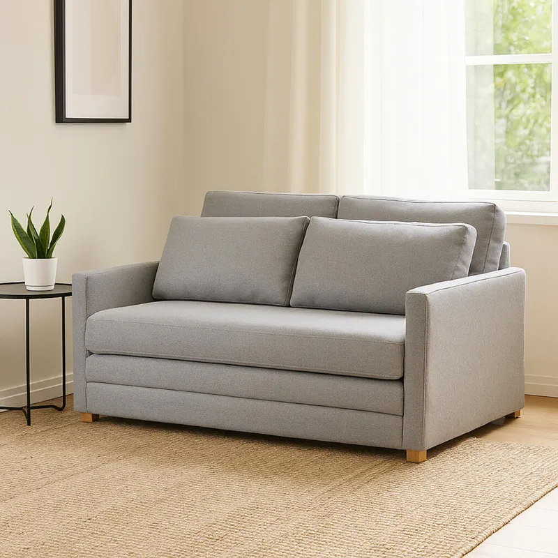 Sofá Cama Niki - Tela Rústica - 9910 (Lino Gris) en Beige - Sillones y sofás, Uruguay | NYR