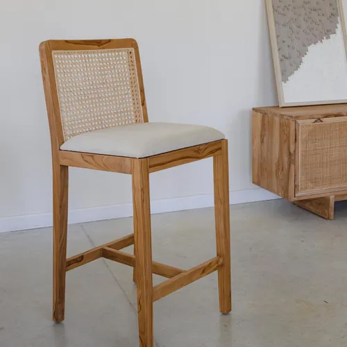 Banqueta de Barra en Beige - Butacas, banquetas y puffs, Uruguay | Entrecasa