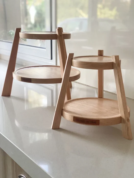Mini torre de madera para mesas – doble plato en Madera natural - Decoración, Uruguay | Dreams On Time, vista 8