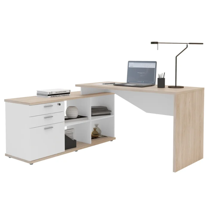 Escritorio esquinero Roling - White y Freijo en Blanco - Escritorios y sillas de escritorio, Uruguay | NYR, vista 3