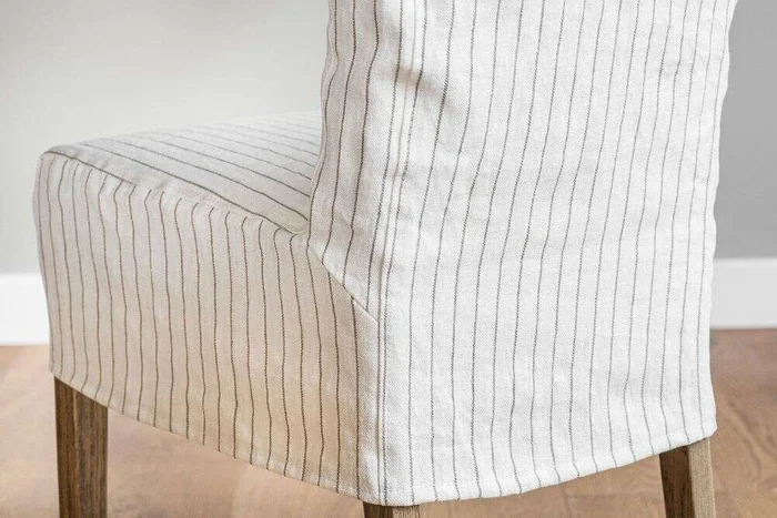FUNDA SILLA AÑO 50 - LINO ALTO GRAMAJE RAYADO OFF WHITE en Blanco - Sillas, Uruguay | La Iberica, vista 4