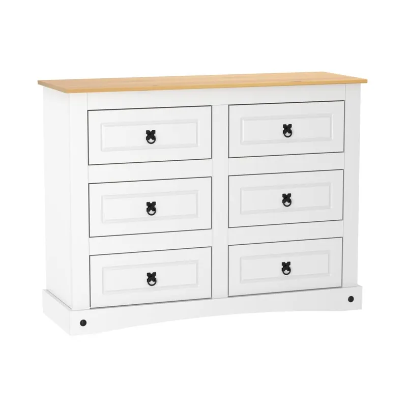 Comoda 6 Cajones Linea Mexicana Cajonera Para Dormitorio E1634 en Blanco - Cómodas, Uruguay | Lais Muebles