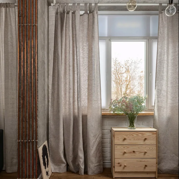 Cortina en lino Tab Tops blanca ó natural paño 150cm en Blanco - Textiles, Uruguay | Alta Gracia Deco