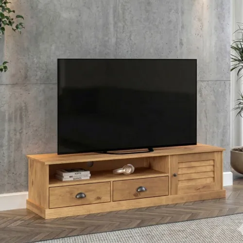 Rack de TV 1 Puerta 2 Cajones - Línea Valenciana - Natural en Madera natural - Muebles para TV, Uruguay | Rústico Hogar