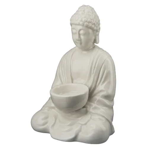 CANDELABRO BUDA DE PORCELANA 10x12x18CM CREMA - Velas y Portavelas, Uruguay | Decohogar