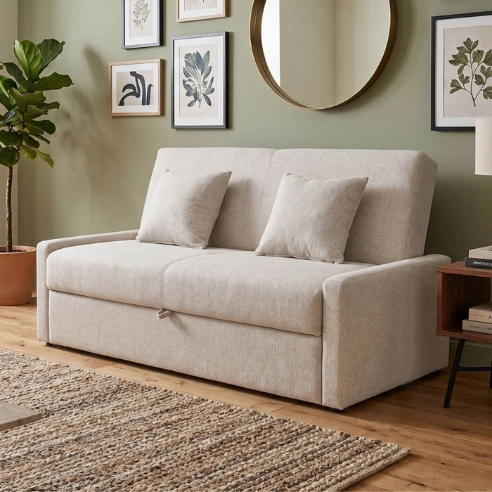 Sofa Cama Charlotte - Beige en Beige - Sillones y sofás, Uruguay | Rústico Hogar